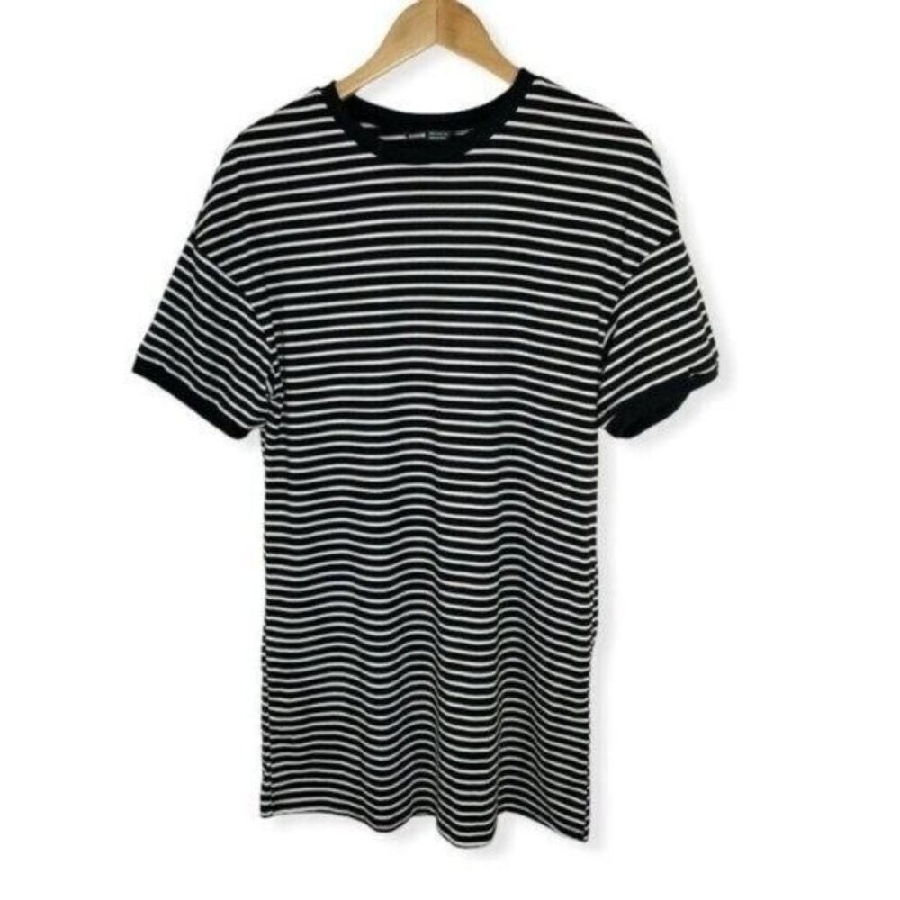 Nautical Striped  Dress Size 2 XS Short Sleeve T Shirt Black White Summer Preppy